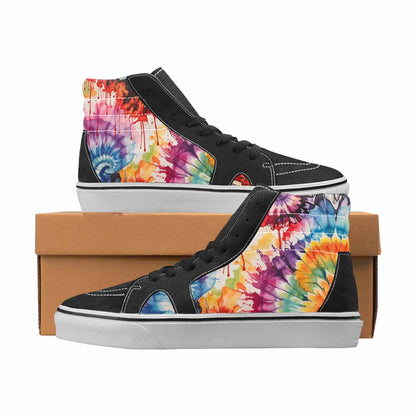 WOMEN'S Tie Dye Black & Red Ink High Top Canvas Boutique Vivid All Over Print Shoes