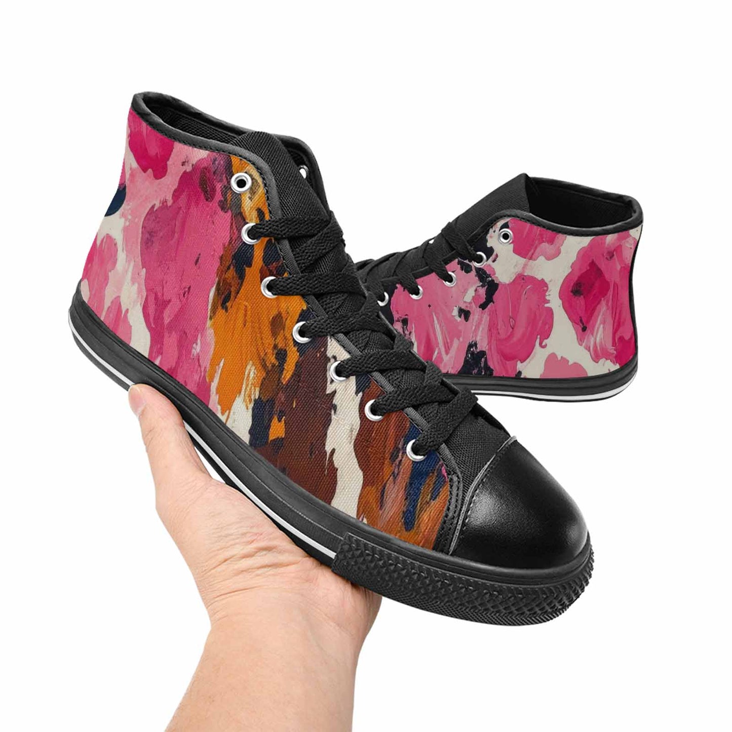 WOMEN'S Cow Animal Print High Top Canvas Cottagecore Custom Shoes