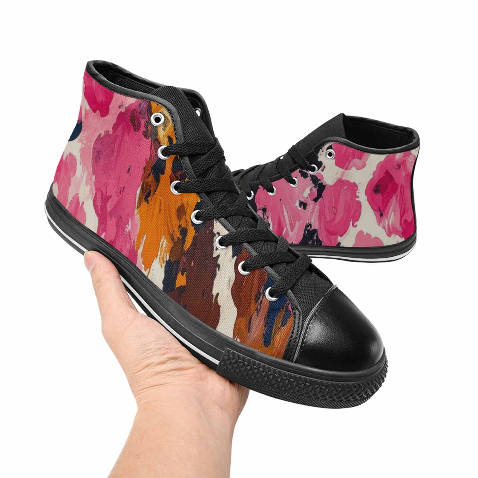 WOMEN'S Cow Animal Print High Top Canvas Cottagecore Custom Shoes