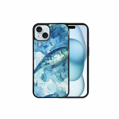iPhone 15 Plus Case — Fishing Lure And Hook Pattern Seamless, Custom Printed Phone Case