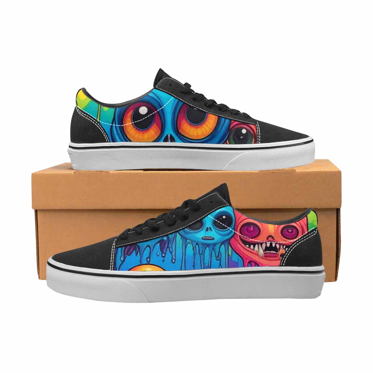 WOMEN'S Melting Aliens Lace-Up Canvas Kaleidoscope Sneakers