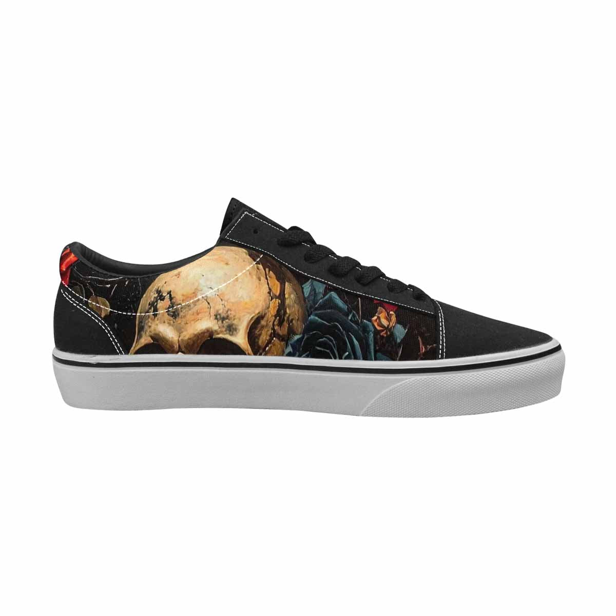 WOMEN'S Skulls Roses Melting Skulls Lace-Up Canvas Cottagecore Custom Sneakers