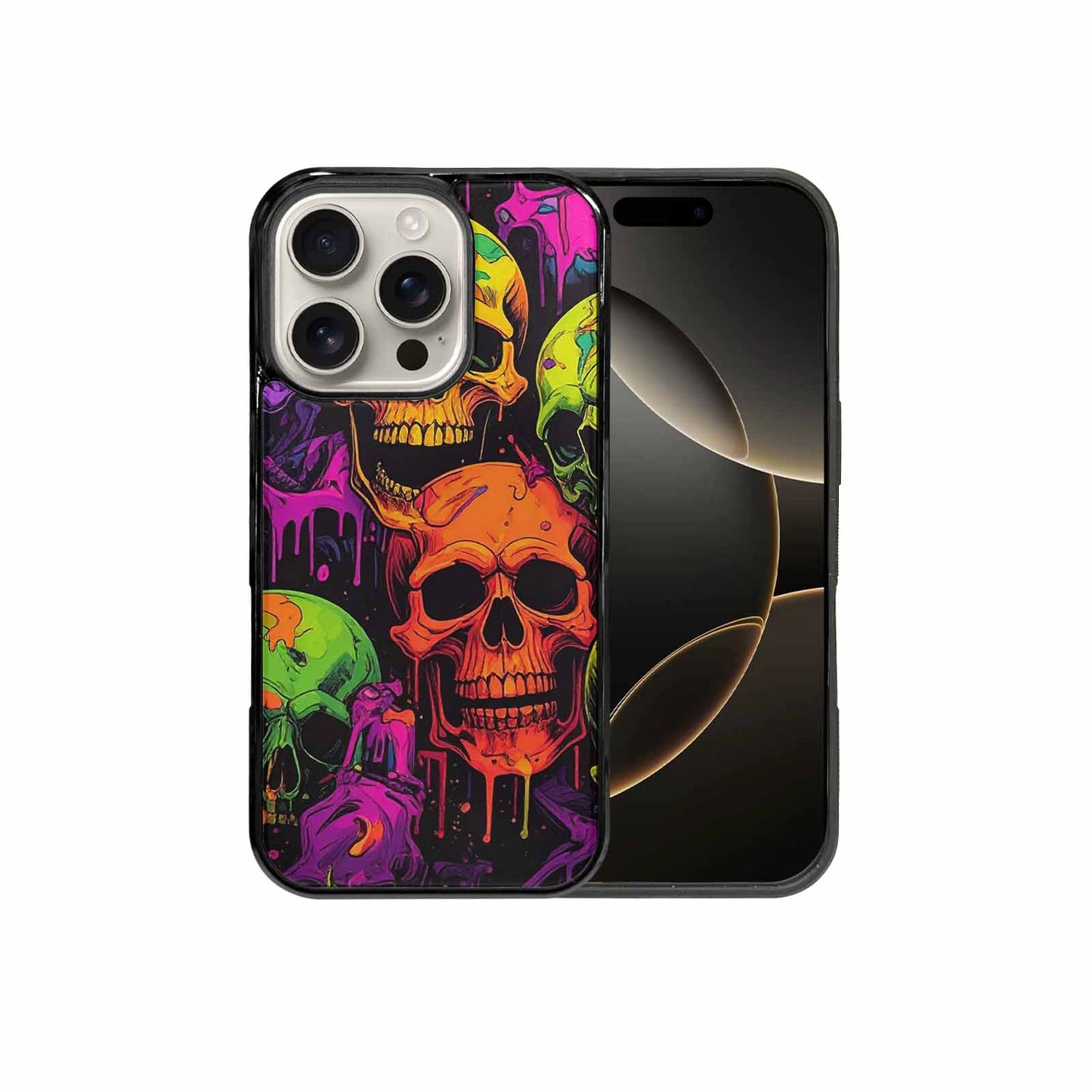 iPhone 16 Pro Case — Vibrant Camo 1000\'s Of Skeletons Neon, Original Design Phone Case