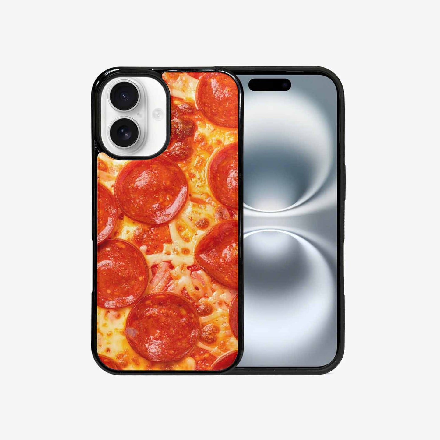 iPhone 16 Case — Pepperoni Pizza Background Art Filling Entire, Personalized Phone Case