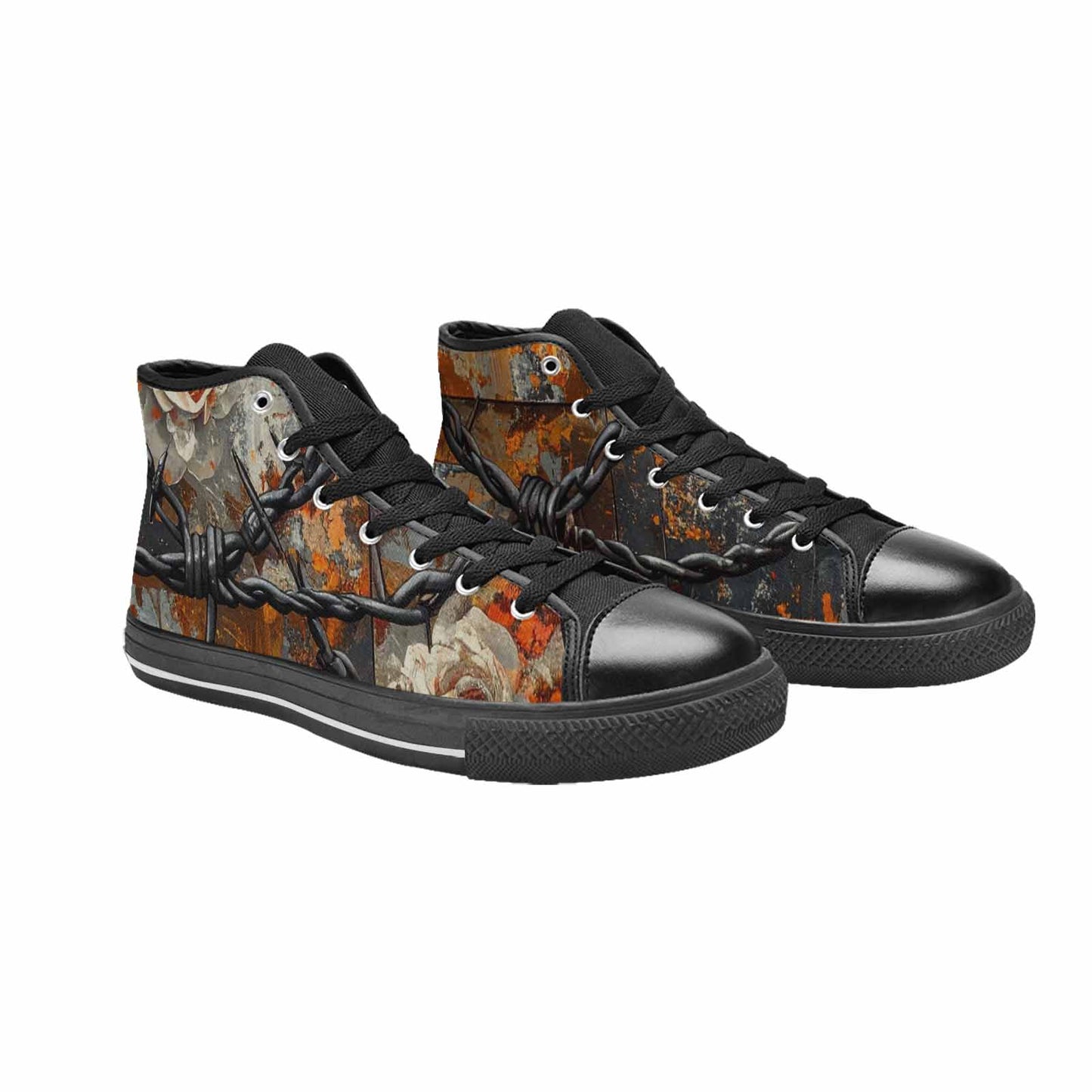 WOMEN'S Barbed Wire Chain High Top Canvas Neon Fantasy Sneakers