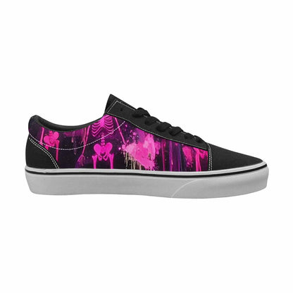 WOMEN'S Skeletons  Neon Pink Lace-Up Canvas Aesthetic Custom Shoes