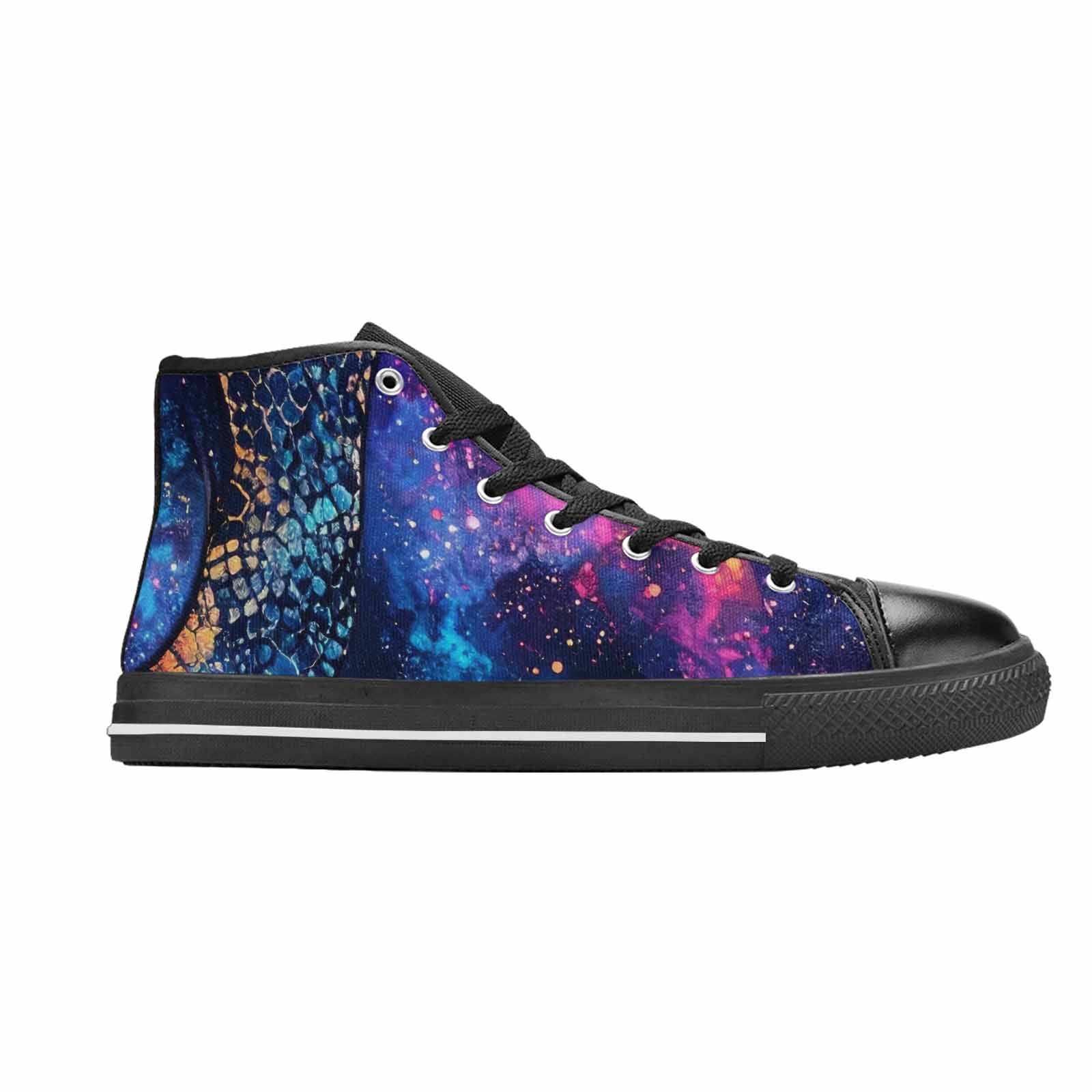 MEN'S Galaxy Snake Print High Top Canvas Vibrant Chaos Shoes