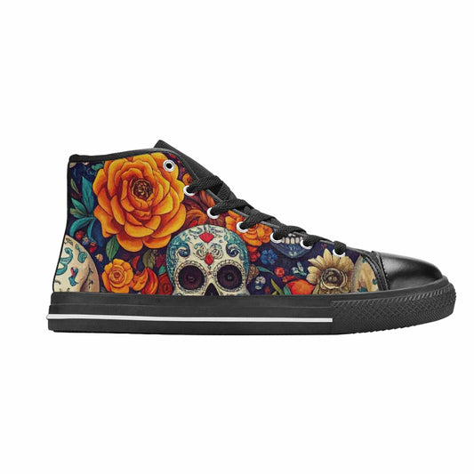 WOMEN'S Skull High Top Canvas Vibrant Chaos Sneakers