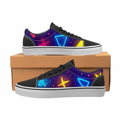 WOMEN'S 80s Retro Motif Lace-Up Canvas Vivid Custom Sneakers