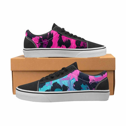 WOMEN'S Leopard Neon Pink Teal Airbrush Canvas Lace-Up Y2K Sneakers