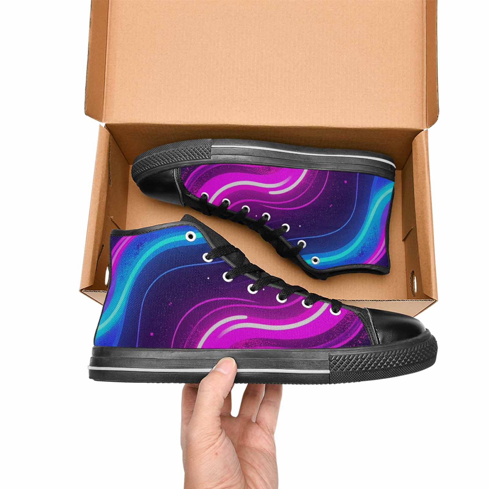 MEN'S 80S Neon Cartoon High Top Canvas Dark Academia Custom Shoes