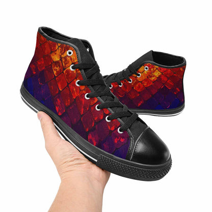 WOMEN'S Dark Snake Print High Top Canvas Vibrant Chaos Shoes
