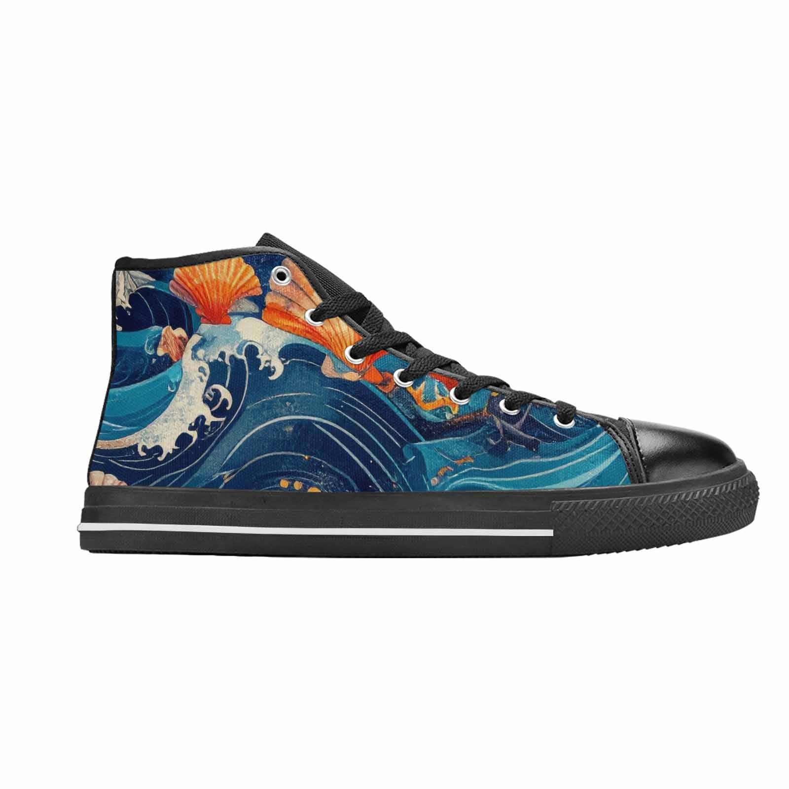 WOMEN'S Ocean Wave High Top Canvas Surreal Sneakers