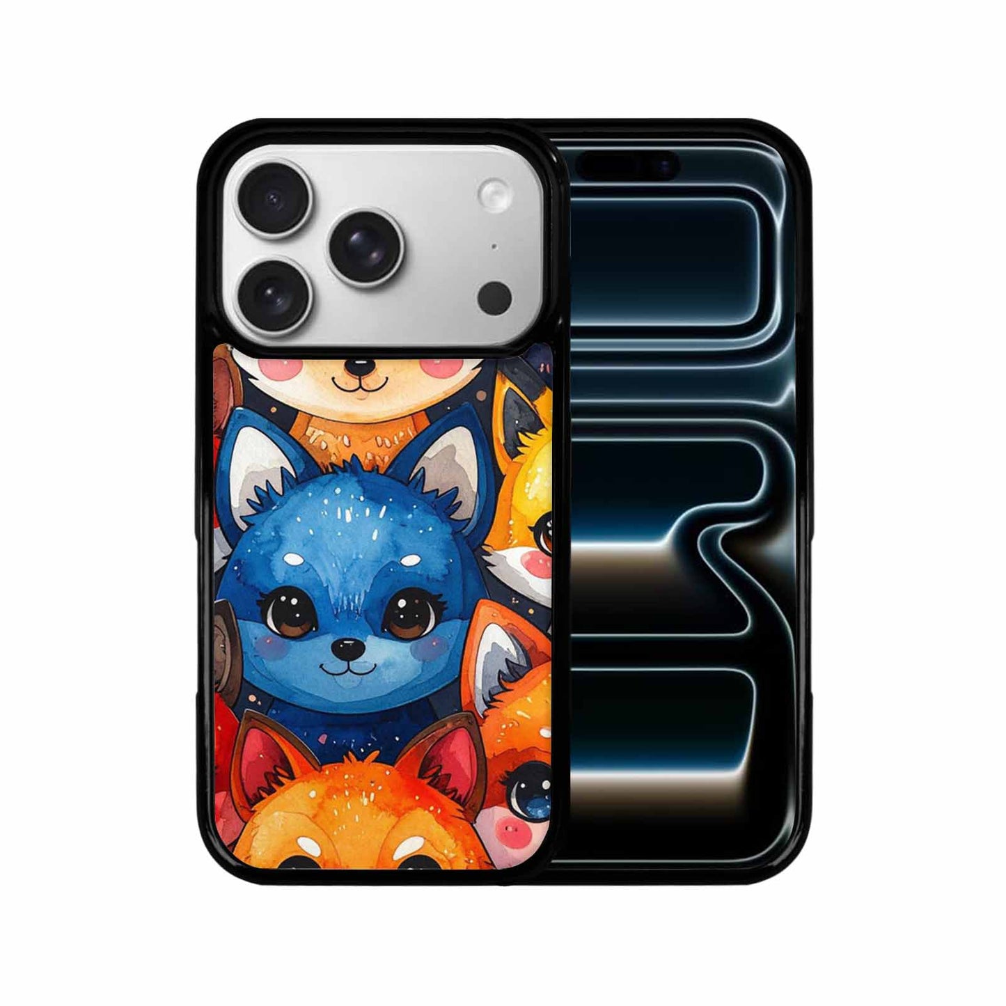 iPhone 17 Pro Case — Watercolor Kawaii Fox Faces Watercolor Abstract, Custom Phone Case