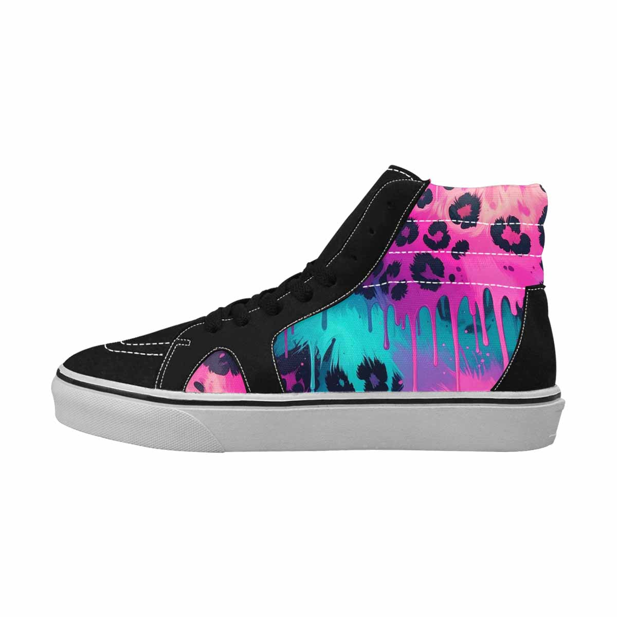 MEN'S Leopard Melting Neon High Top Canvas Surreal Shoes