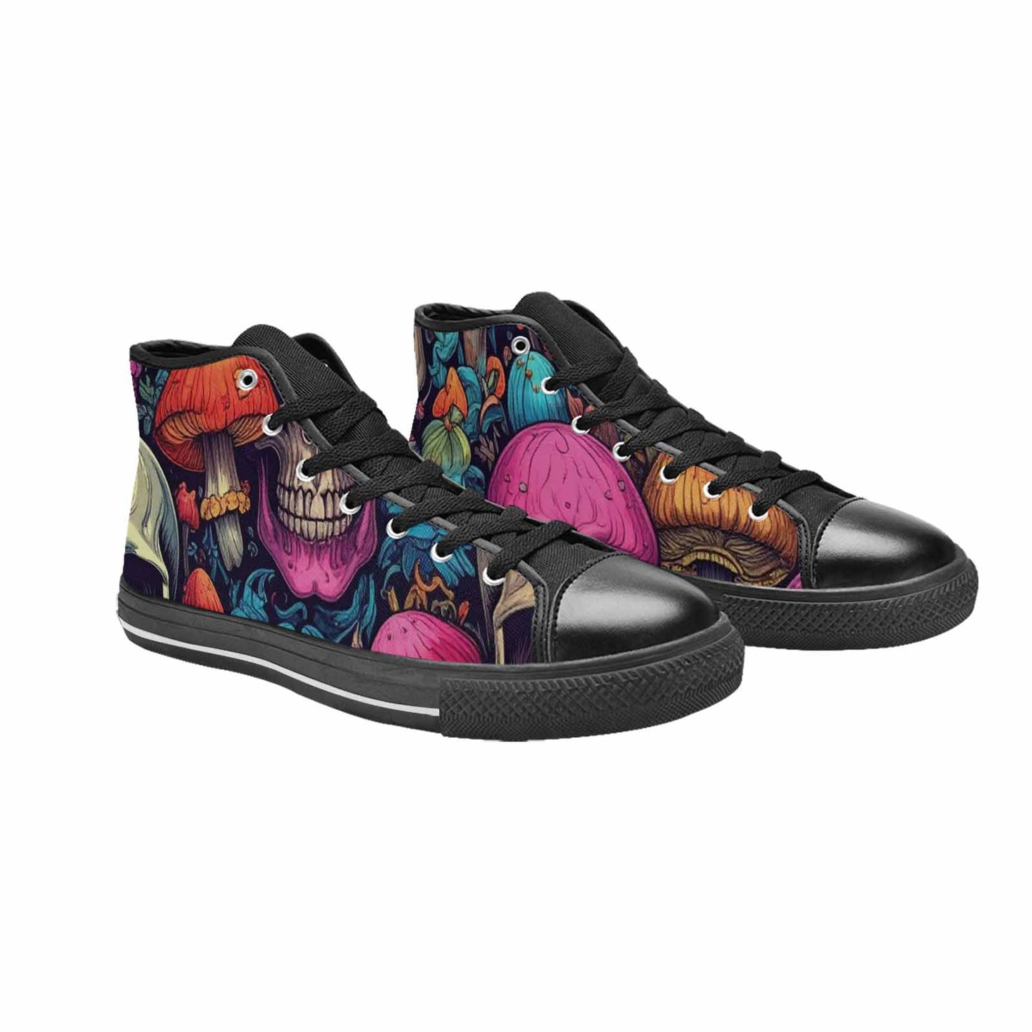 MEN'S Mushroom Skull High Top Canvas Vibrant Chaos Custom Shoes