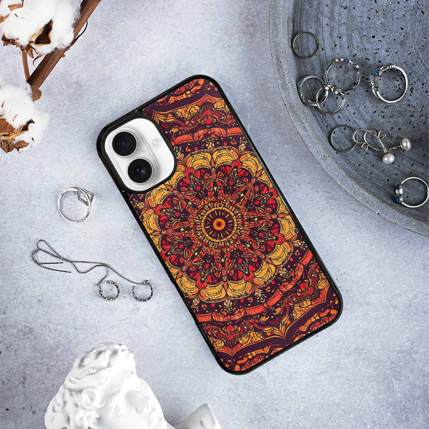 iPhone 16 Plus Case — Mandala Lions Art Seamless Pattern Vibrant, Custom Phone Case