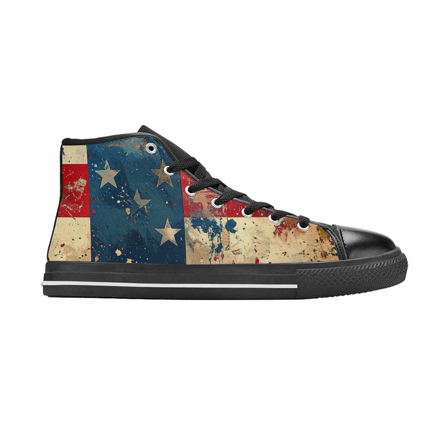 MEN'S American Flag Stars High Top Canvas Dark Academia Custom Sneakers