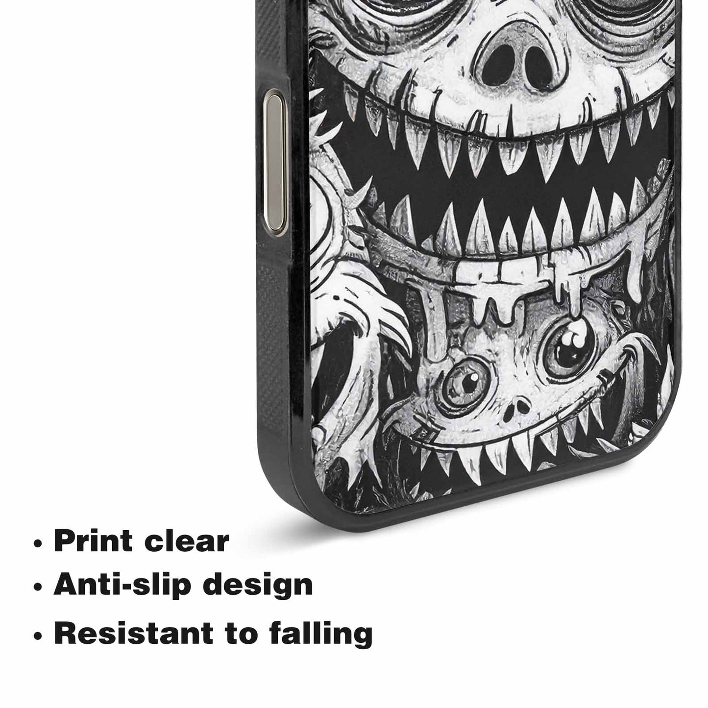 iPhone 16 Pro Case — Black And White Monster Face Collage, Custom Art Phone Cover
