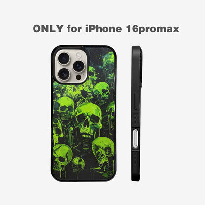 iPhone 16 Pro Max Case — Skeletons Neon Green Glowskele Ou7 Personalized, Unique Phone Case Design