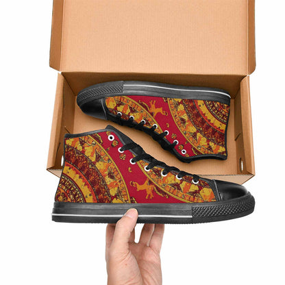 MEN'S Mandala Lions High Top Canvas Grunge Sneakers