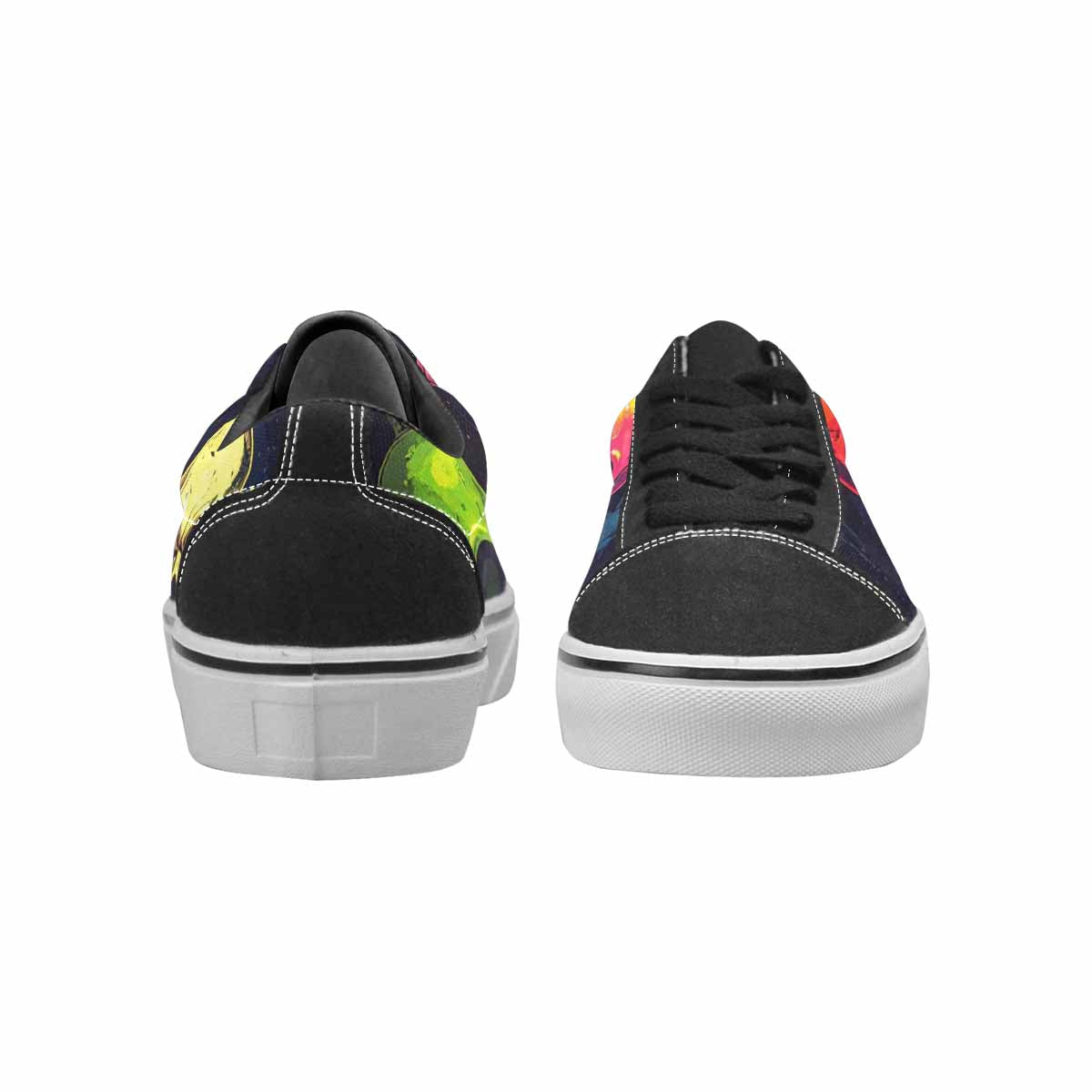 WOMEN'S Radioactive Ghost Bunny Skull Lace-Up Canvas Vibrant Chaos Sneakers