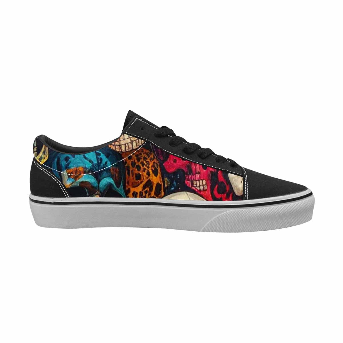 WOMEN'S Skulls  Animal Print Lace-Up Canvas Cottagecore Custom Sneakers