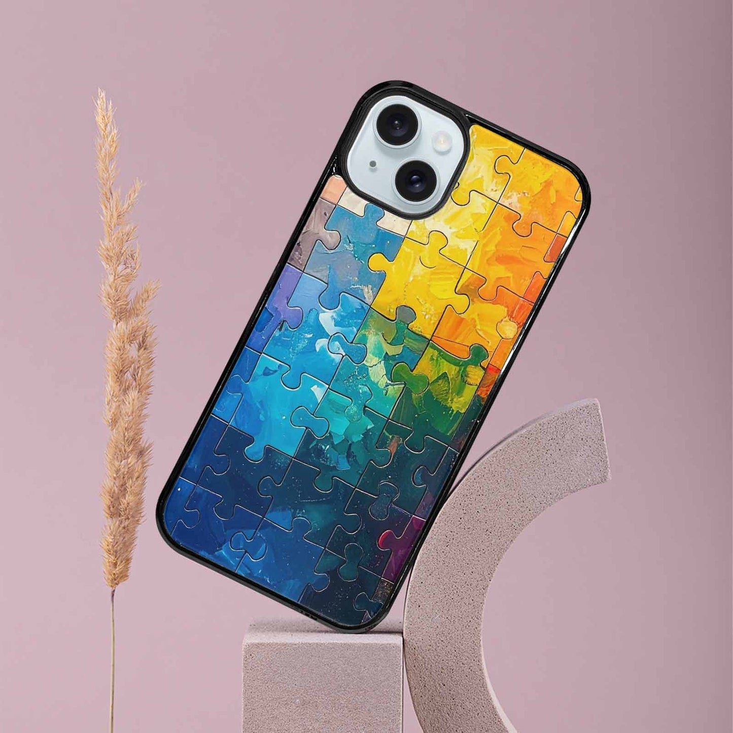 iPhone 15 Plus Case — Autism Puzzle Pieces Puzzle Piece Pattern, Custom Print Case Cover
