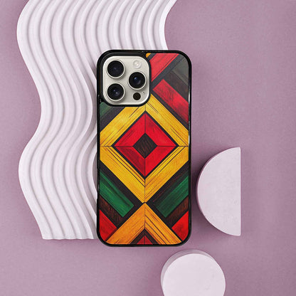 iPhone 16 Pro Max Case — African Kente Cloth Inspired Pattern Geometric, Custom Print Case Cover