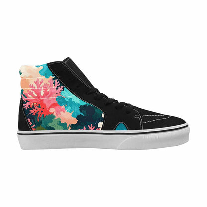 WOMEN'S Camo Coral Turquoise High Top Canvas Surreal Custom Sneakers