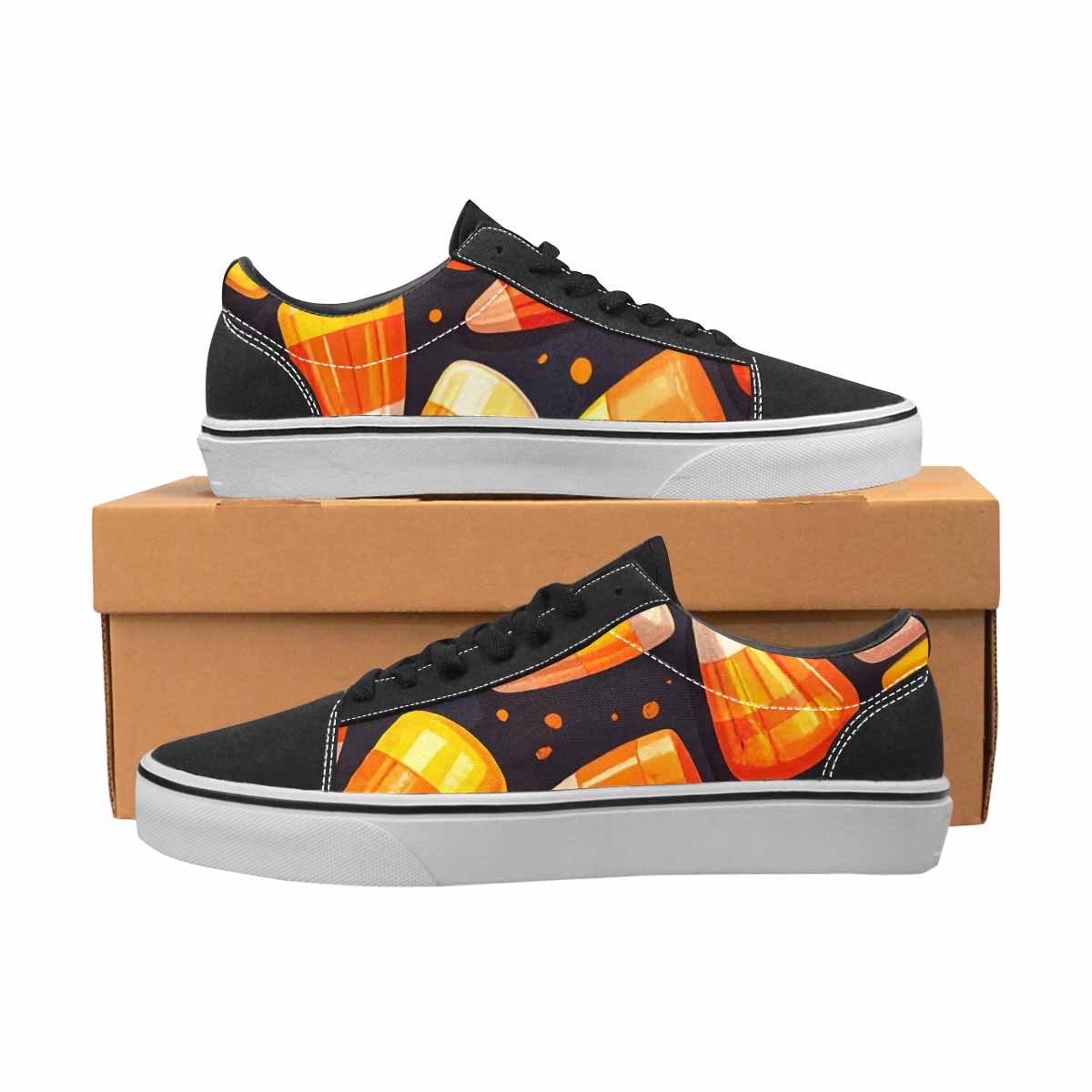 MEN'S Halloween Candy Corn Canvas Lace-Up Vibrant Chaos Sneakers