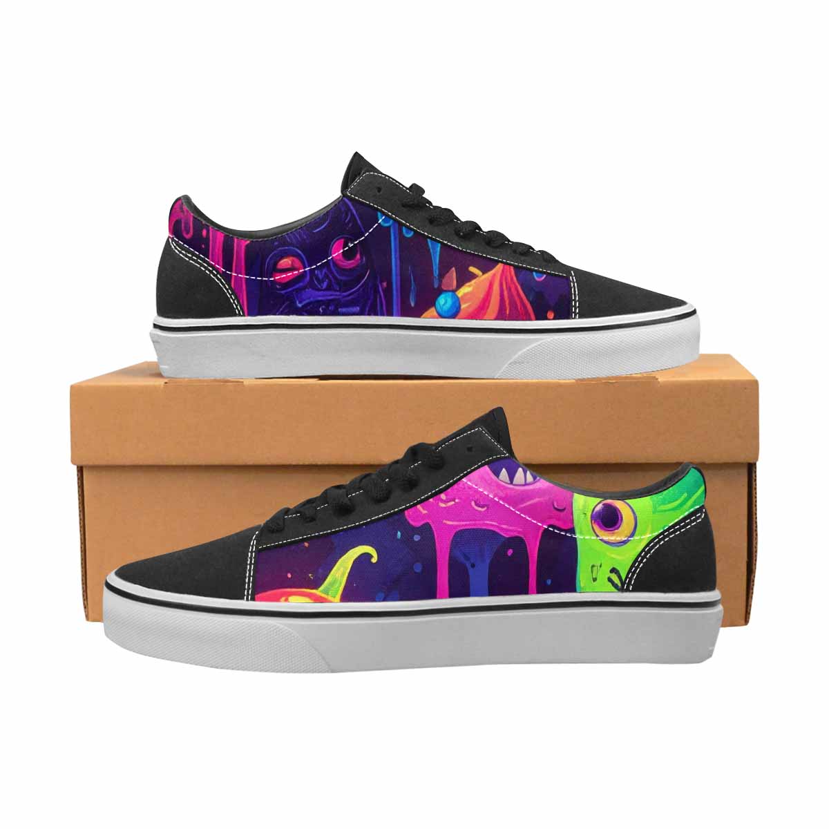 WOMEN'S Ice Cream Monsters  Lace-Up Canvas Kaleidoscope Sneakers