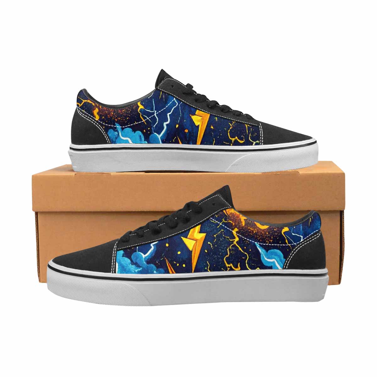 WOMEN'S Lightning Bolt Canvas Lace-Up Vibrant Chaos Custom Shoes