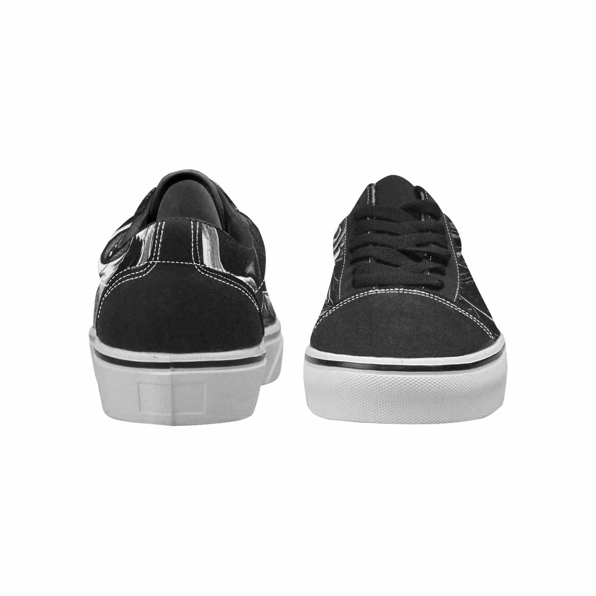 WOMEN'S Skulls Roses Black Ink Canvas Lace-Up Aesthetic Custom Sneakers