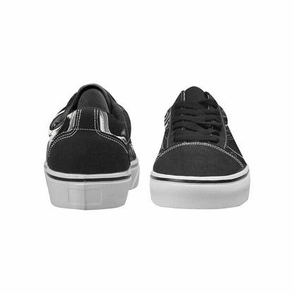 WOMEN'S Skulls Roses Black Ink Canvas Lace-Up Aesthetic Custom Sneakers