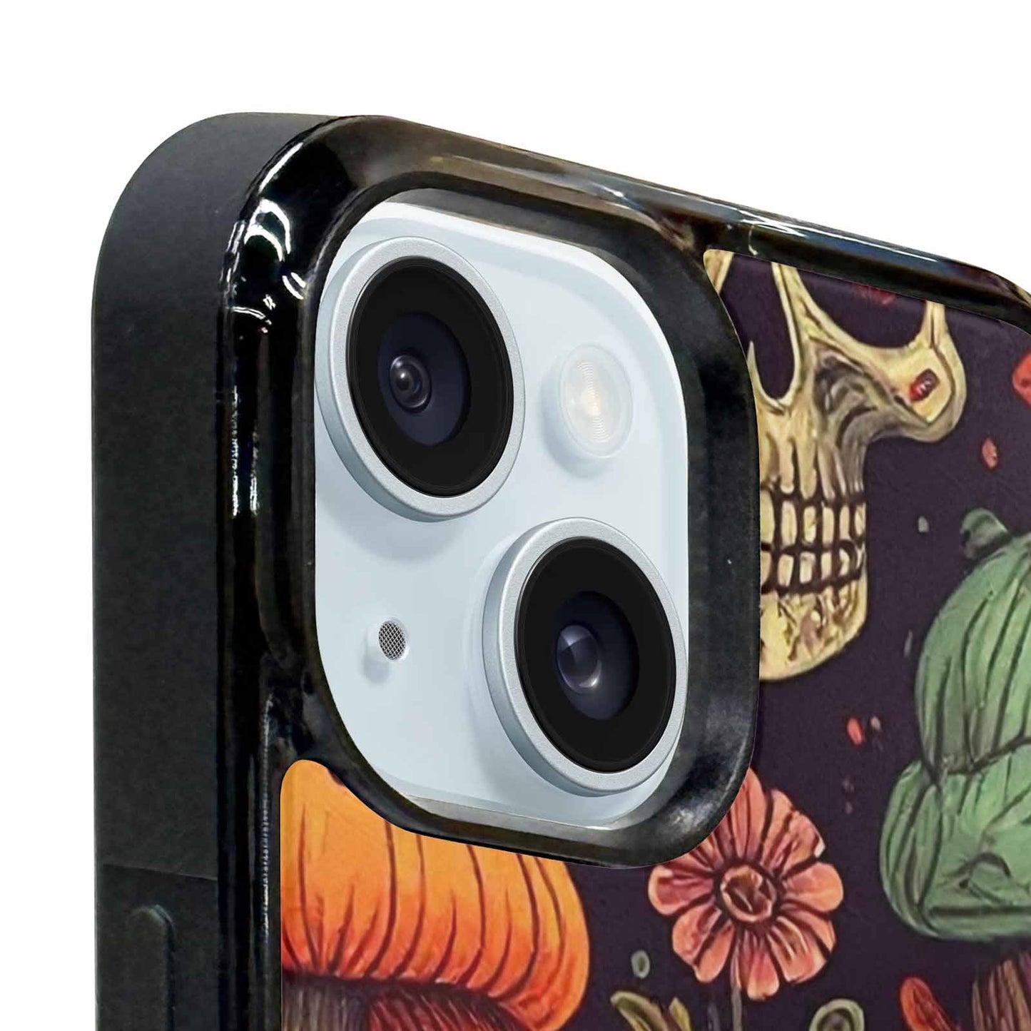 iPhone 15 Plus Case — Mushrooms And Skulls, Custom Print Case Cover