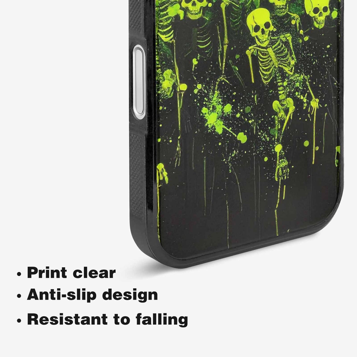 iPhone 16 Case — Skeletons Neon Green Glow Skeletons Pattern, Custom Made Phone Cover