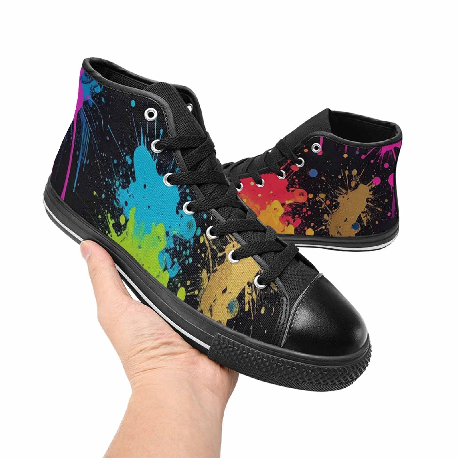 WOMEN'S Paint Splatter High Top Canvas Dark Academia Sneakers