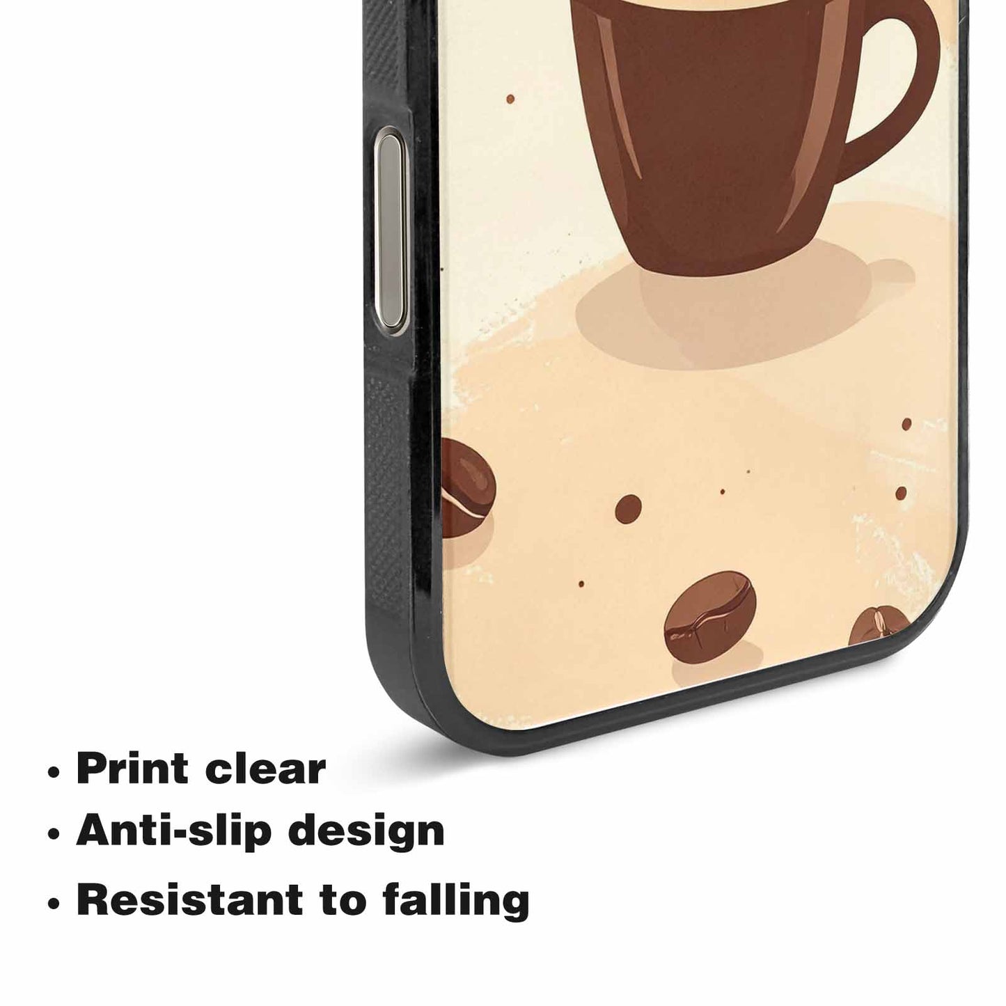 iPhone 15 Pro Max Case — Coffee Cup And Bean Pattern Seamless, Custom Phone Case