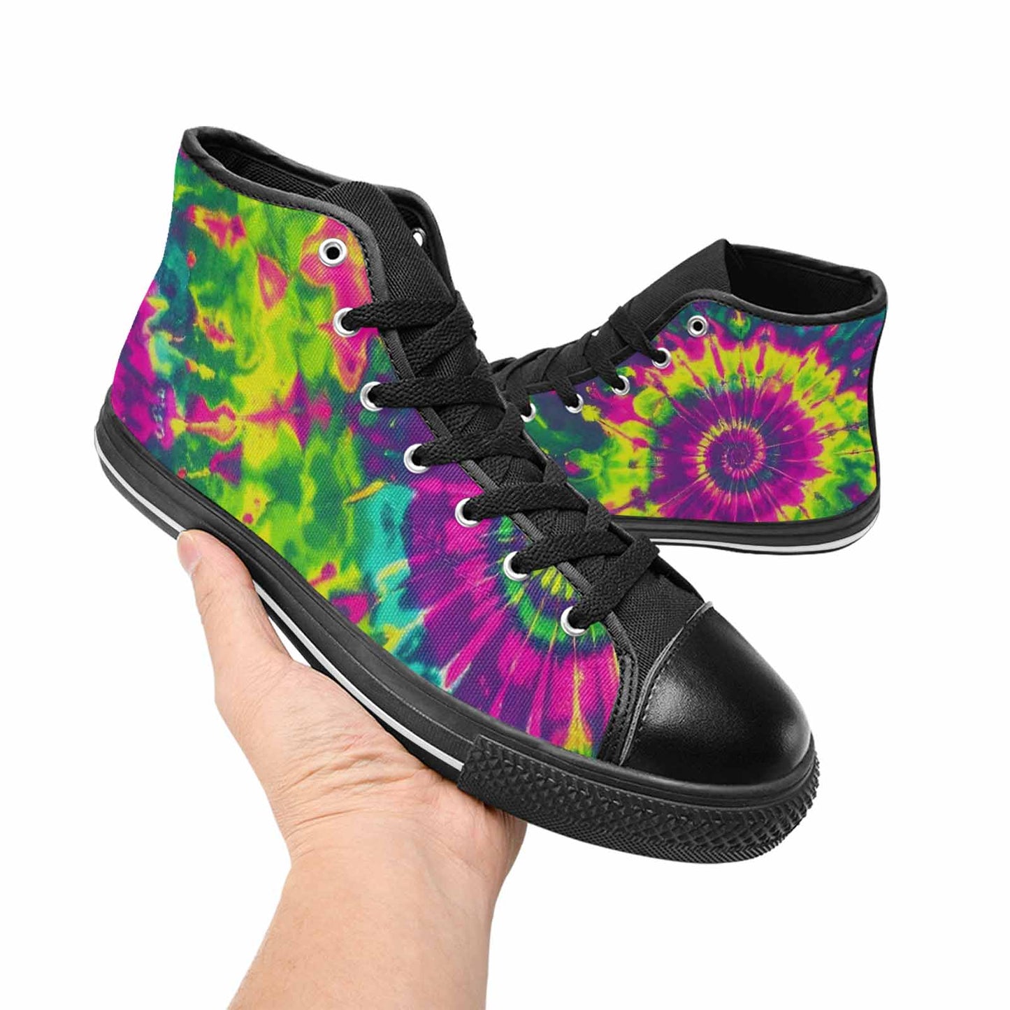 MEN'S Tie Dye - High Top Canvas Wallpaper Art Custom Shoes