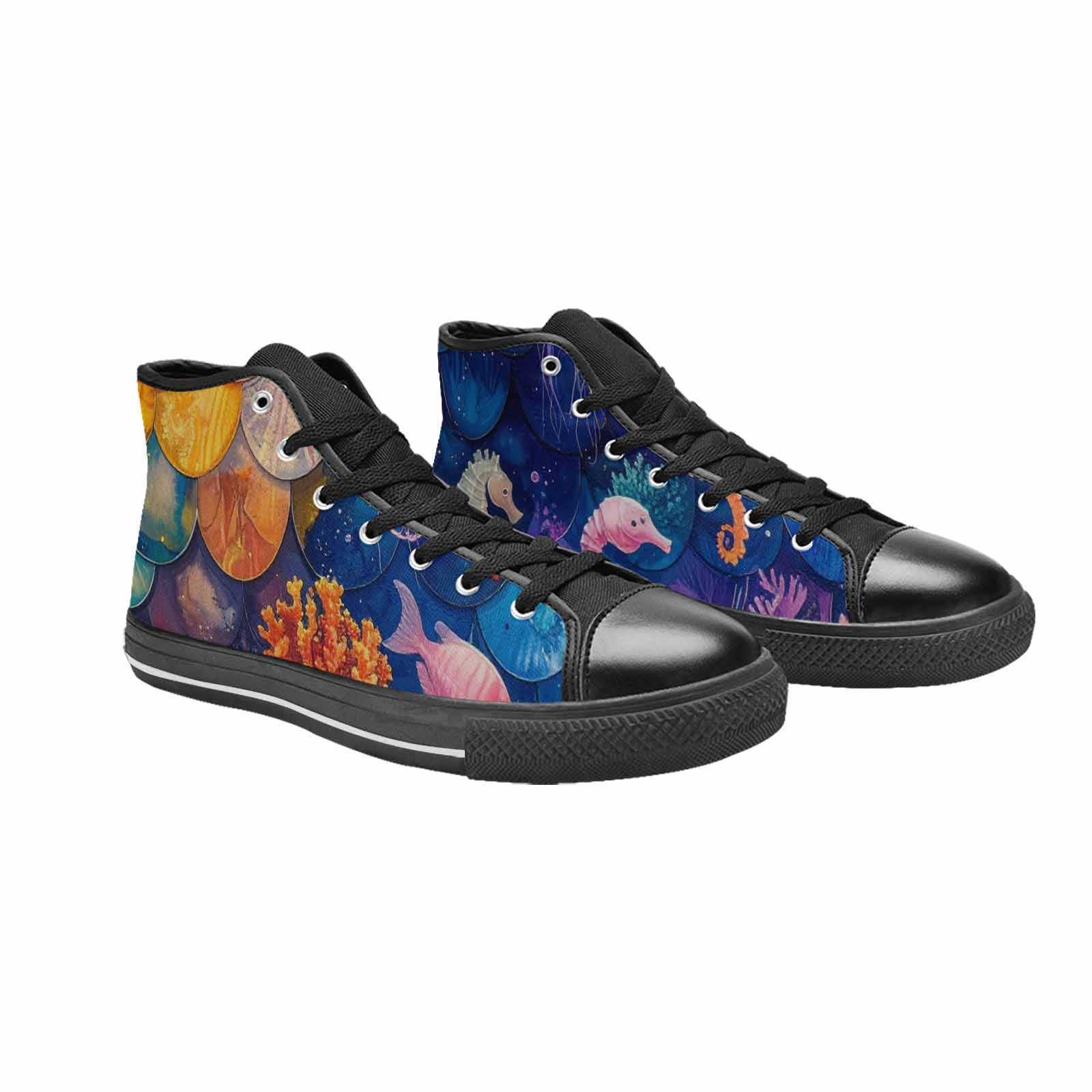 MEN'S Fish Scale Coral High Top Canvas Dreamcore Custom Sneakers