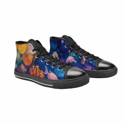 MEN'S Fish Scale Coral High Top Canvas Dreamcore Custom Sneakers