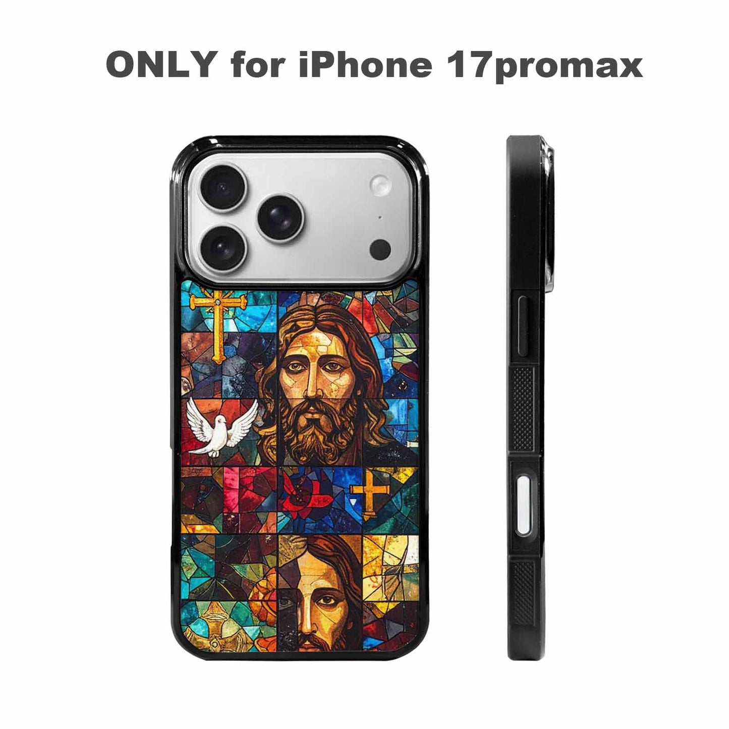 iPhone 17 Pro Max Case — Jesus Face Small Cross Original Art, Custom Print Case Cover