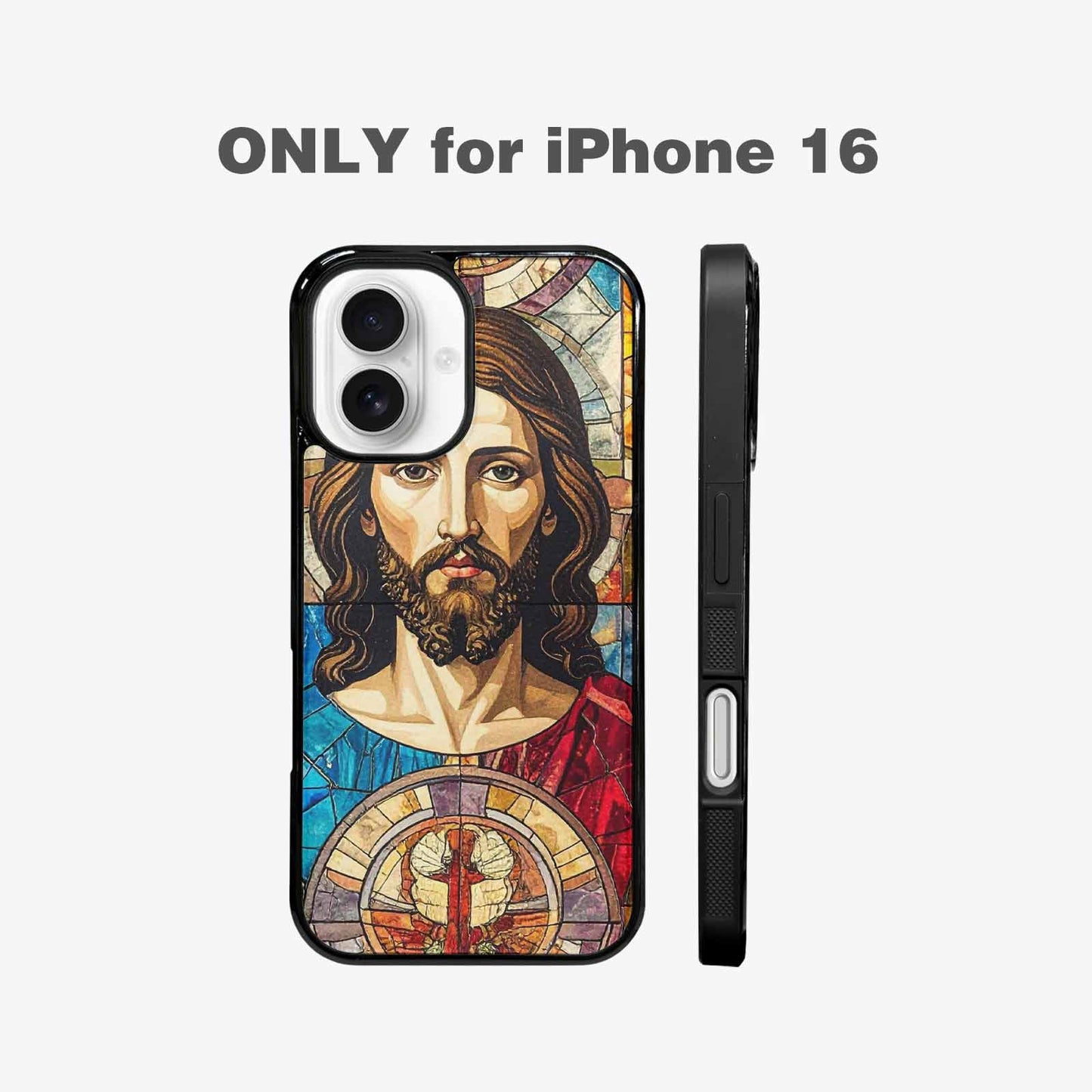 iPhone 16 Case — Jesus Face Small Cross And Faith, Custom Art Phone Cover