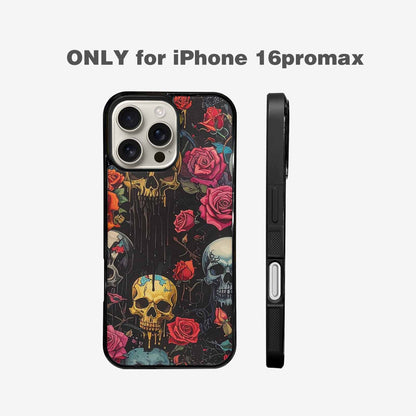 iPhone 16 Pro Max Case — Skulls And Rosesmelting Skulls A Dsq, Custom Phone Case