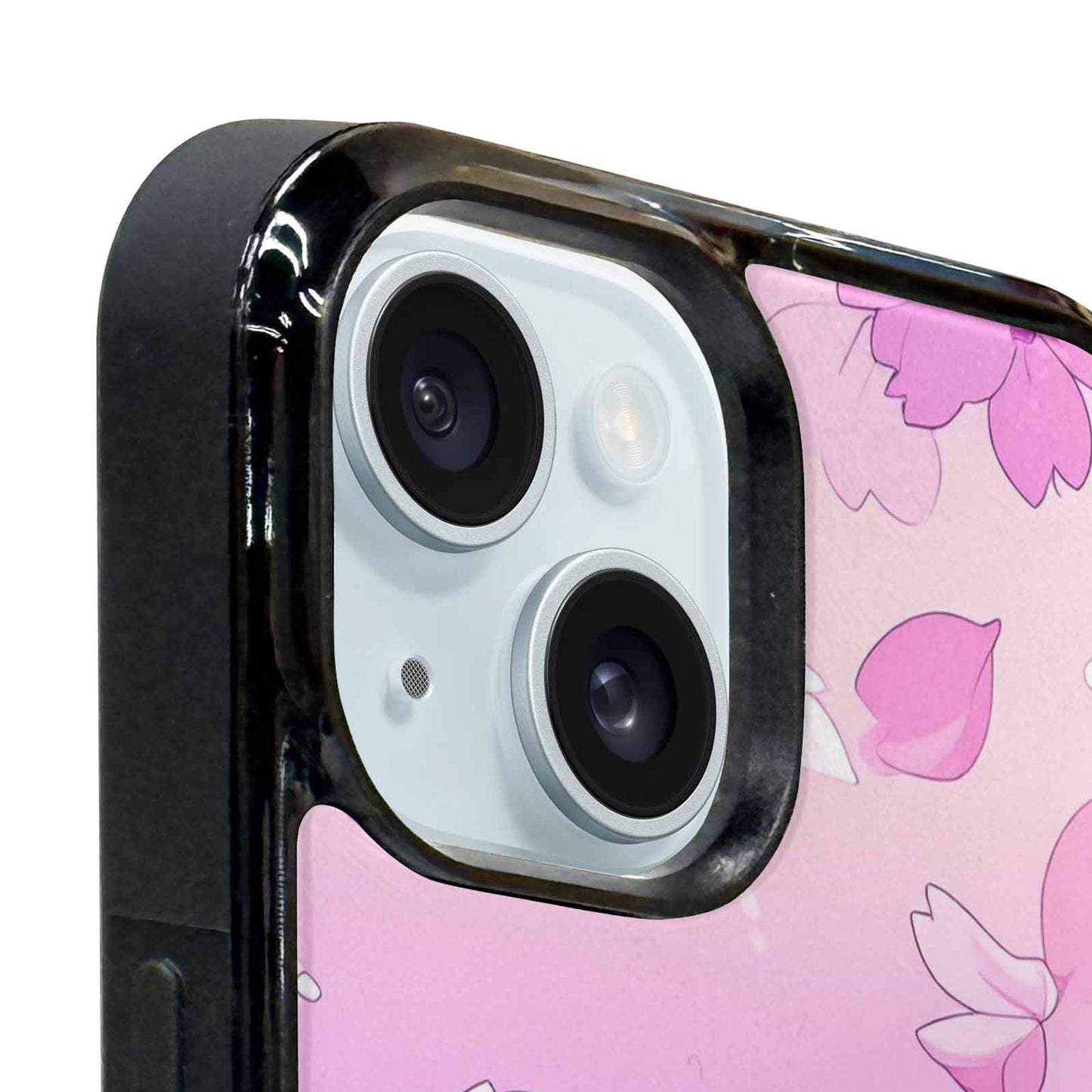 iPhone 15 Plus Case — Stylized Anime Style Cherry Blossom Petals, Original Design Phone Case