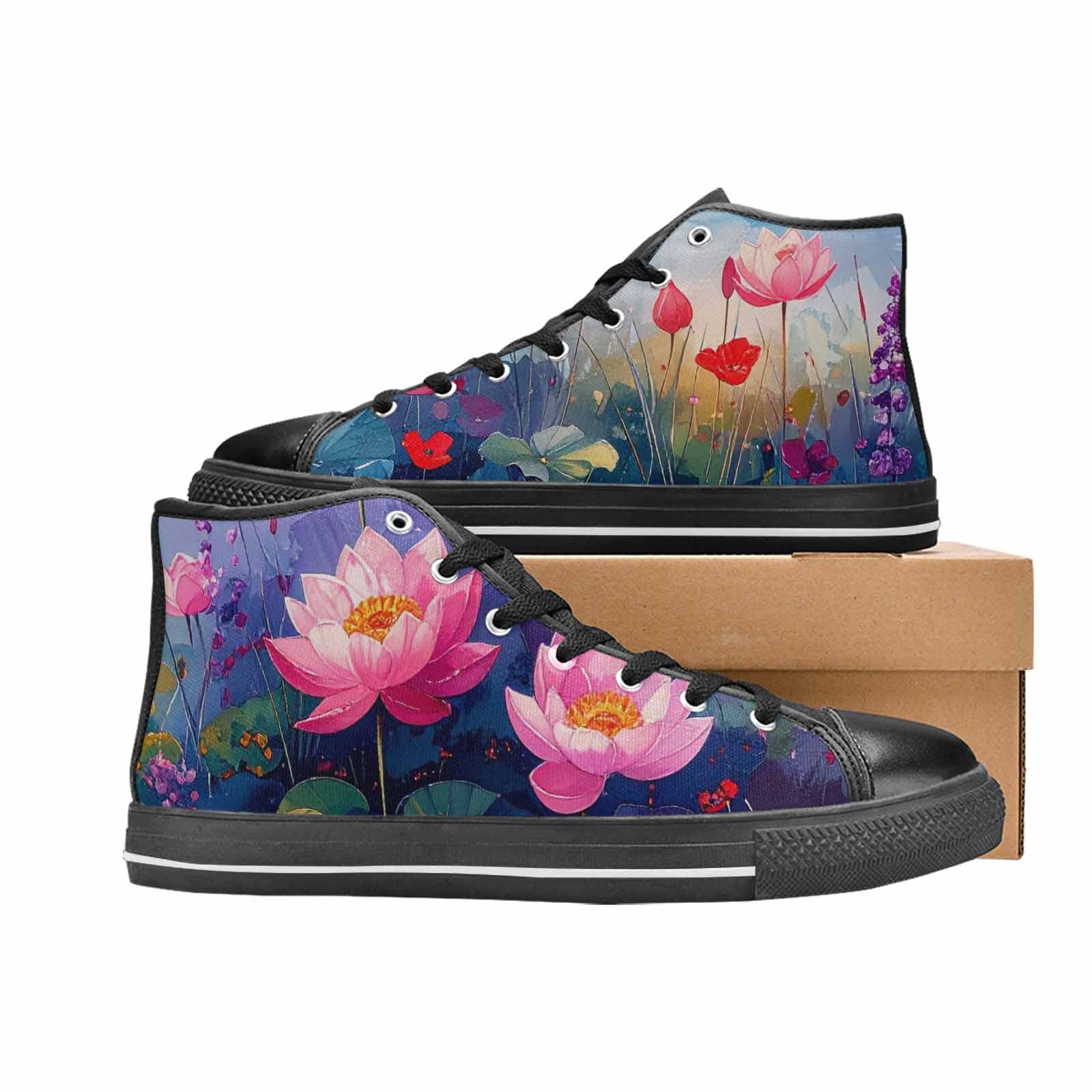 WOMEN'S Monet-Style Impressionist Water High Top Canvas Aesthetic Sneakers