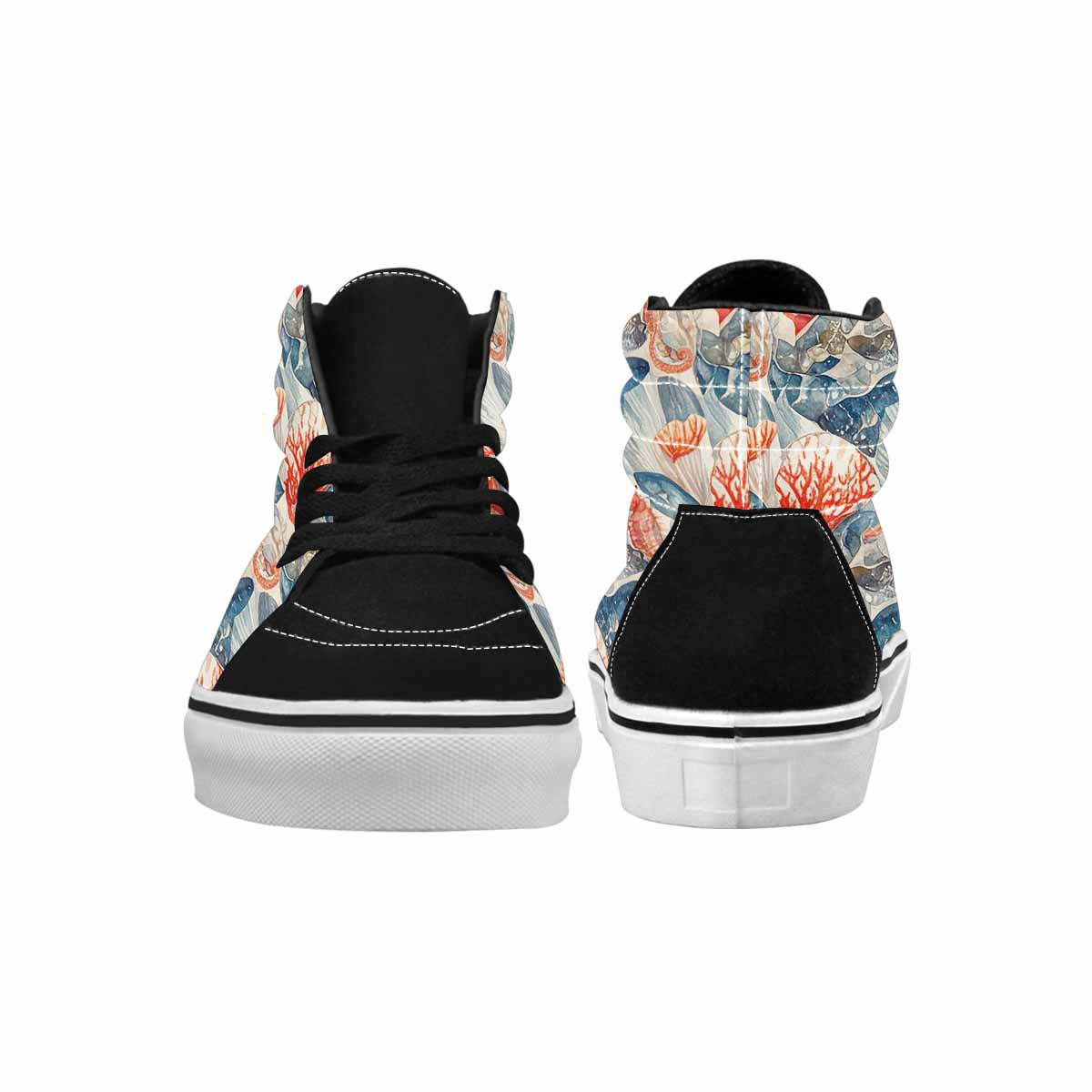 WOMEN'S Fish Scale Coral High Top Canvas Vivid Custom Sneakers