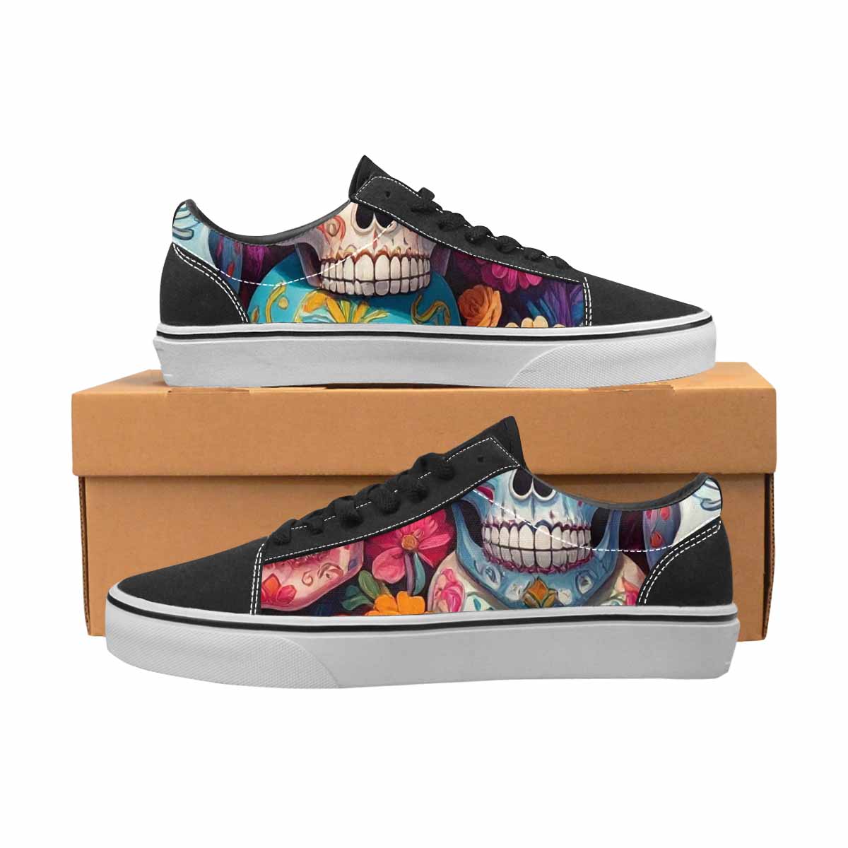 WOMEN'S Sugar Skulls Melting Sugar Lace-Up Canvas Surreal Custom Shoes