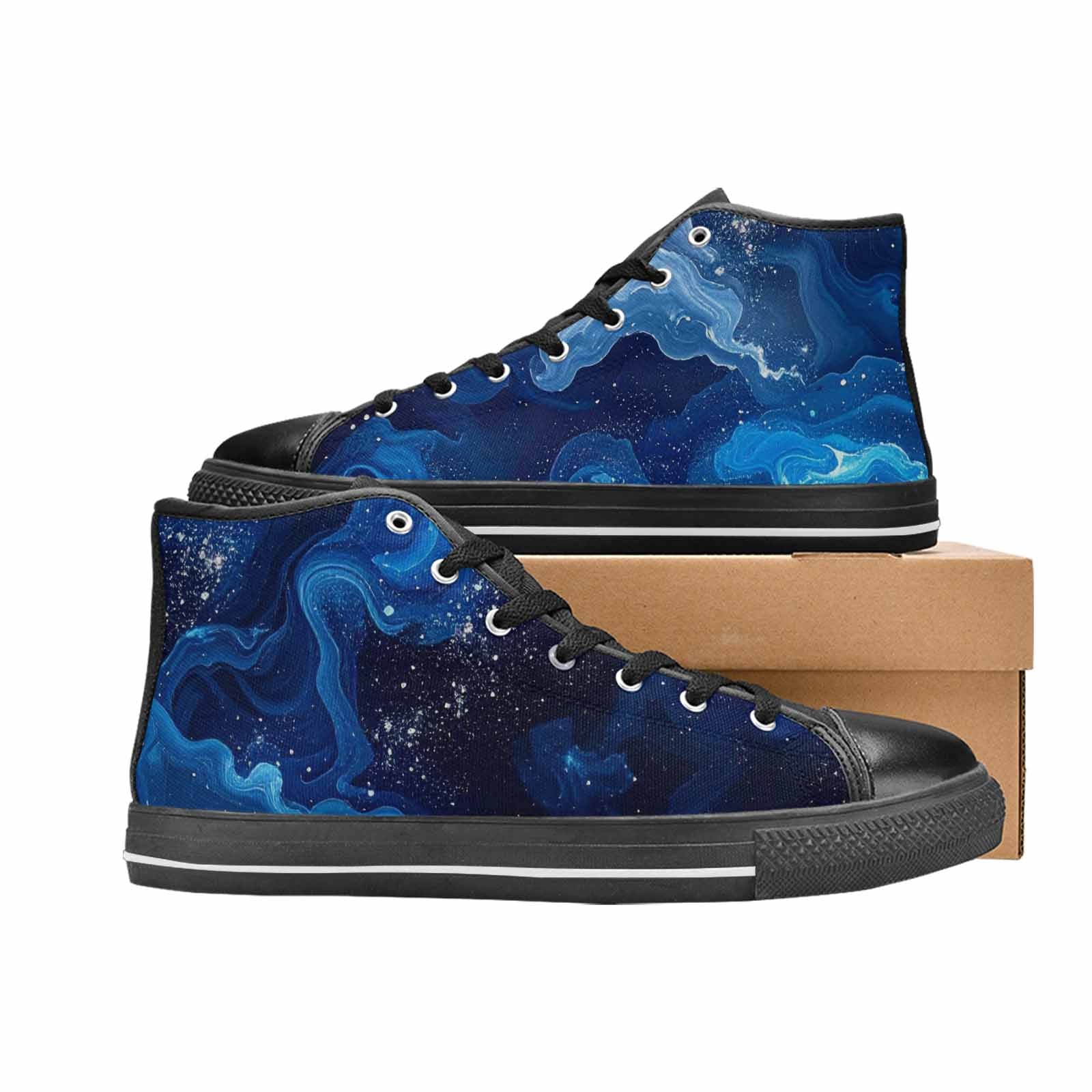 WOMEN'S Galaxy Art - High Top Canvas Vibrant Chaos Custom Shoes
